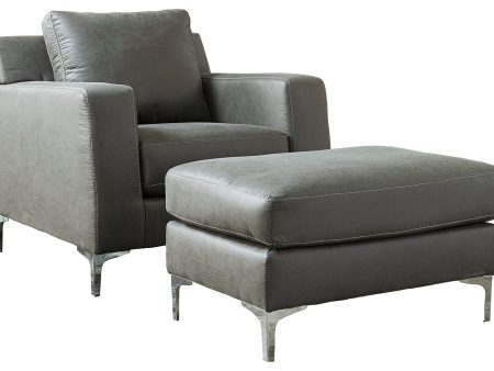 Ryler 40203 Charcoal Chair and Ottoman Fashion