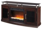 Chanceen W757W3 Dark Brown 60 TV Stand with Electric Fireplace For Discount