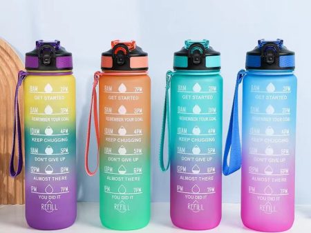 1 Lt BPA FREE Motivational Sports Water Bottle with Time Marker Cheap