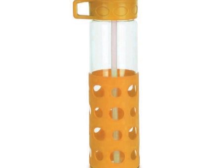 Glass Bottle with Straw 550ml – Orange on Sale